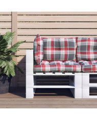 Coussins de palette lot de 3 motif à carreaux rouge tissu | Mobilier & Déco