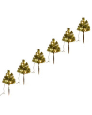 Arbres d'allée de Noël 6 pcs avec LED blanc chaud 45 cm PVC | Mobilier & Déco