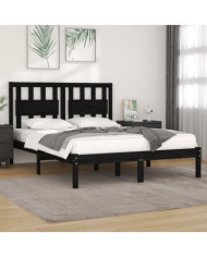 Cadre de lit sans matelas noir bois massif 140x190 cm | Mobilier & Déco
