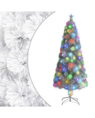 Arbre de Noël artificiel pré-éclairé blanc 210 cm fibre optique | Mobilier & Déco