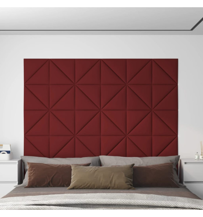 Panneaux muraux 12 pcs Rouge bordeaux 30x30 cm Tissu 0,54 m² | Mobilier & Déco