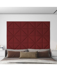 Panneaux muraux 12 pcs Rouge bordeaux 30x30 cm Tissu 0,54 m² | Mobilier & Déco