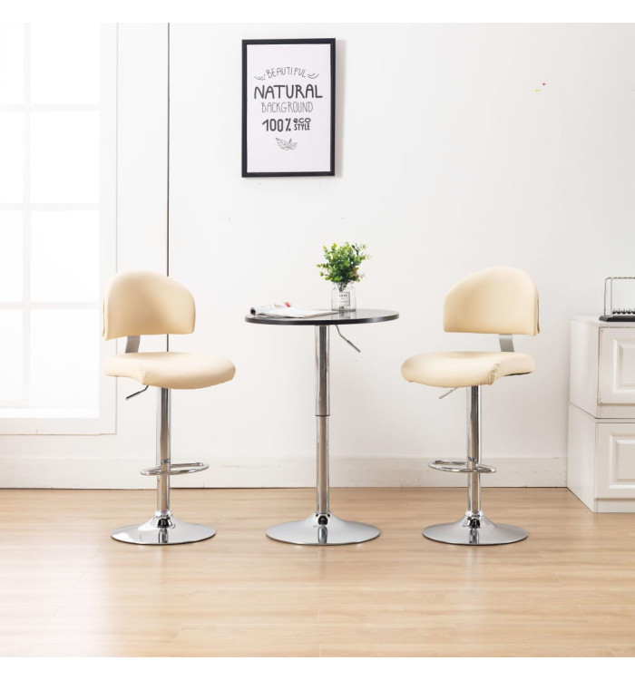 Tabourets de bar lot de 2 crème similicuir | Mobilier & Déco