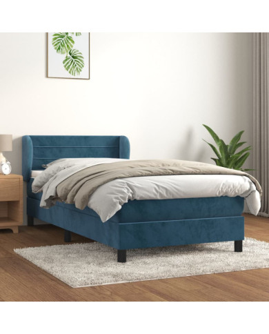 Sommier à lattes de lit avec matelas Bleu foncé 90x200 cm | Mobilier & Déco