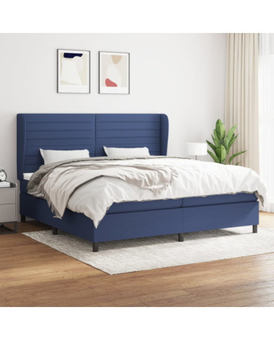 Sommier à lattes de lit avec matelas Bleu 200x200 cm Tissu | Mobilier & Déco