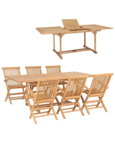 Ensemble à manger d'extérieur 7pcs 150-200x100x75cm Teck massif | Mobilier & Déco