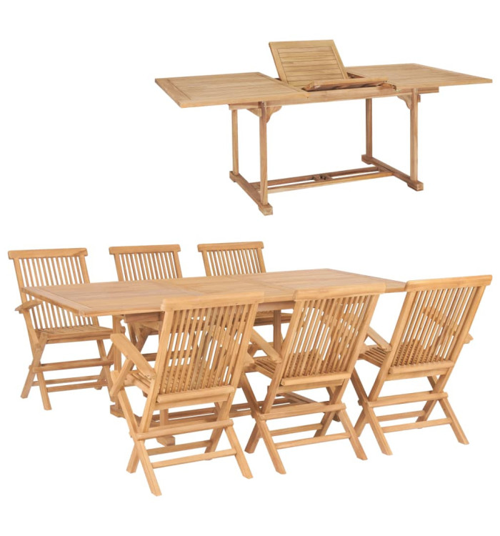 Ensemble à manger d'extérieur 7pcs 150-200x100x75cm Teck massif | Mobilier & Déco