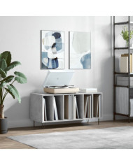 Armoire à disques gris béton 100x38x48 cm bois d'ingénierie | Mobilier & Déco