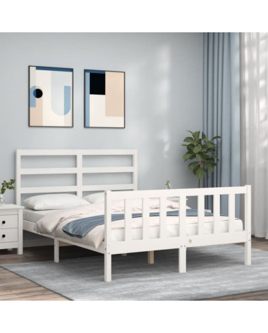 Cadre de lit sans matelas blanc 120x200 cm bois de pin massif | Mobilier & Déco