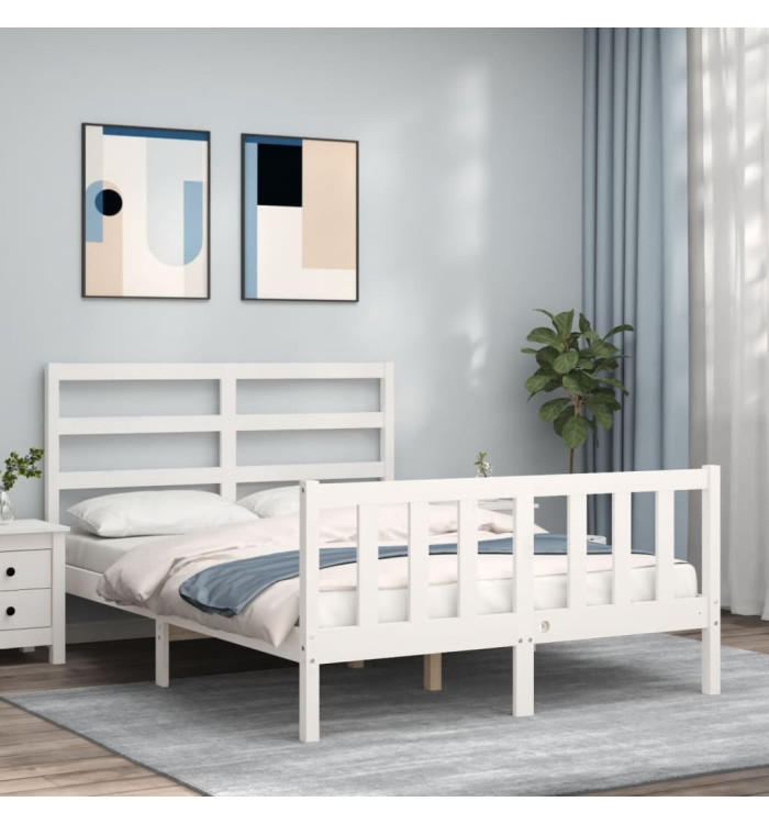Cadre de lit sans matelas blanc 120x200 cm bois de pin massif | Mobilier & Déco