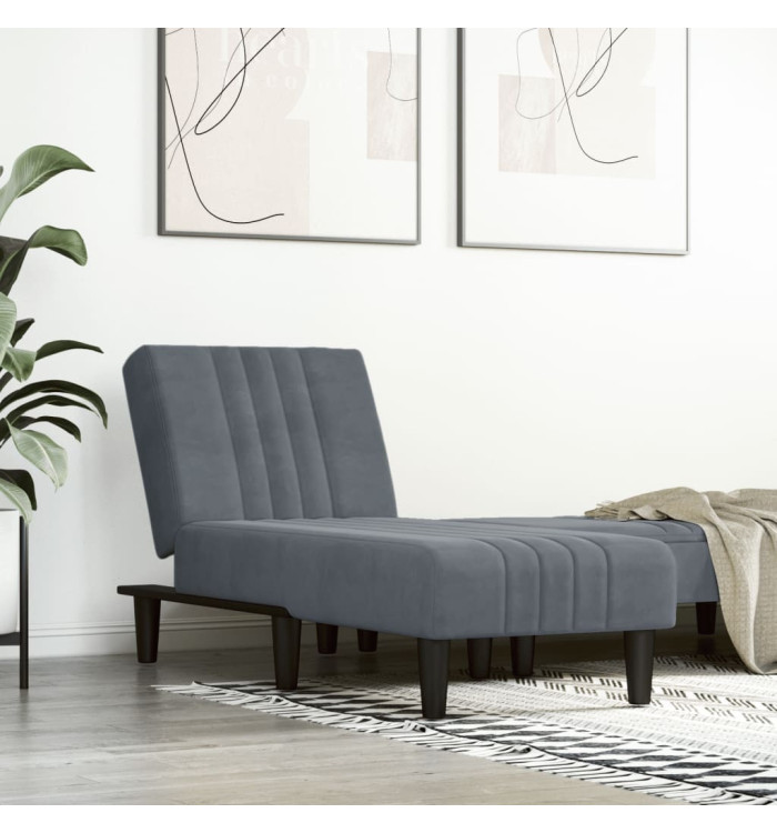 Chaise longue gris foncé velours | Mobilier & Déco
