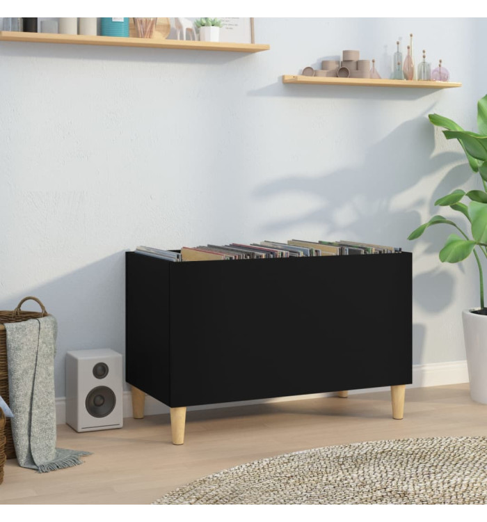Armoire à disques noir 74,5x38x48 cm bois d'ingénierie | Mobilier & Déco