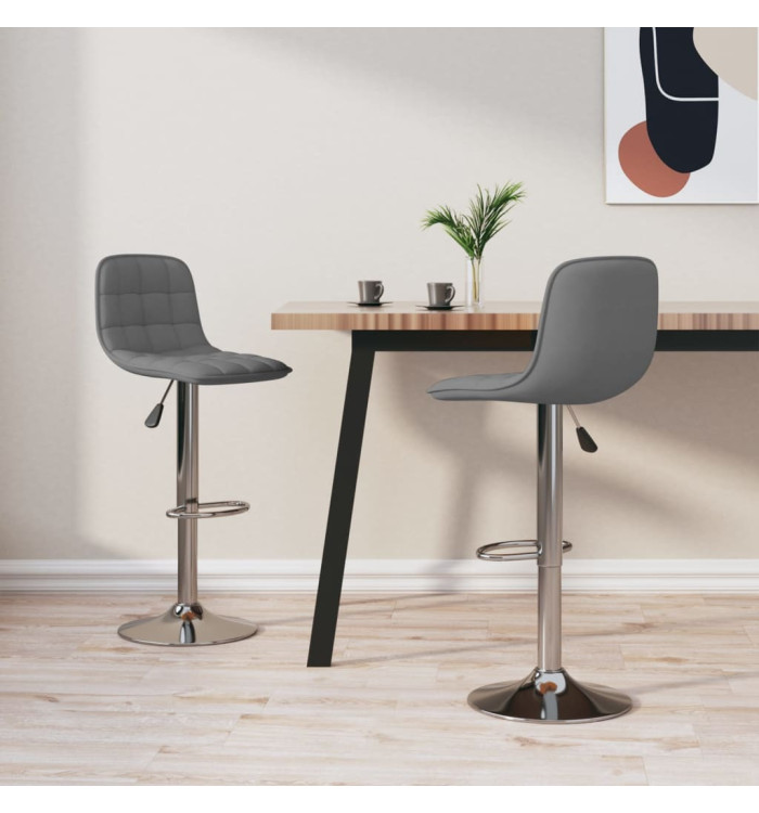 Tabourets de bar lot de 2 gris clair tissu | Mobilier & Déco