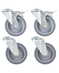 4 pcs Roulettes pivotantes à trou de boulon 100 mm | Mobilier & Déco