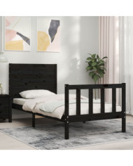 Cadre de lit sans matelas noir 90x200 cm bois de pin massif | Mobilier & Déco