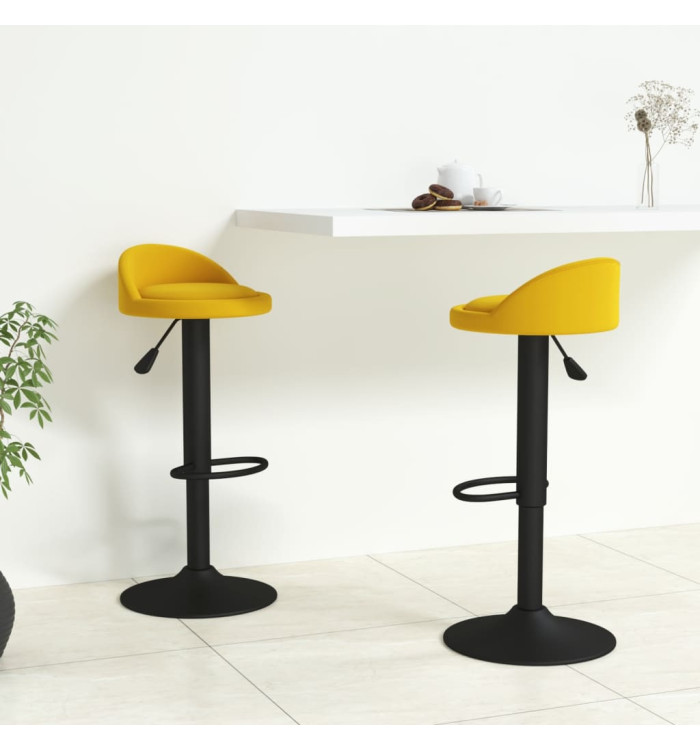 Tabourets de bar lot de 2 Jaune Velours | Mobilier & Déco