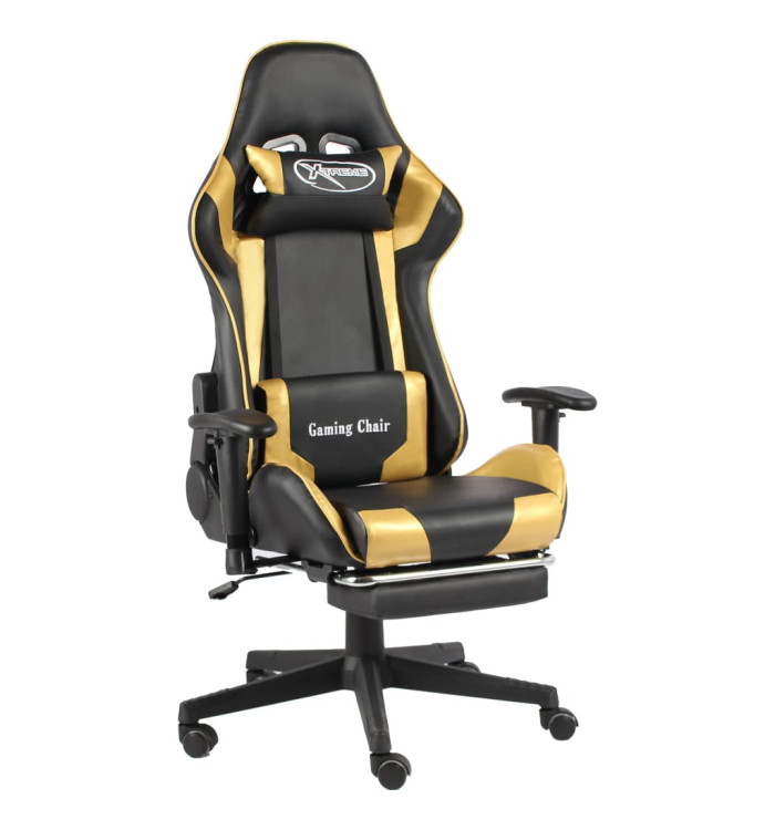 Chaise de jeu pivotante avec repose-pied Doré PVC | Mobilier & Déco