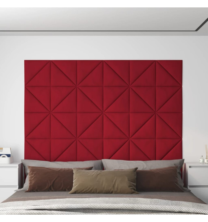 Panneaux muraux 12 pcs Rouge bordeaux 30x30 cm Velours 0,54 m² | Mobilier & Déco