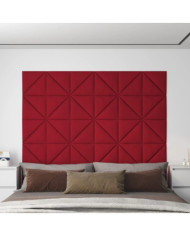 Panneaux muraux 12 pcs Rouge bordeaux 30x30 cm Velours 0,54 m² | Mobilier & Déco