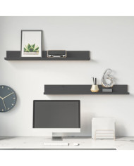 Étagères murales 2 pcs Gris 80x11x9 cm Bois de pin massif | Mobilier & Déco