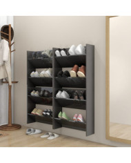 Armoires à chaussures murales 4 pcs gris brillant 60x18x60 cm | Mobilier & Déco