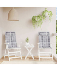 Coussins de chaise à dossier haut lot de 2 carreaux gris | Mobilier & Déco