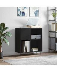 Armoire à disques noir 84,5x38x89 cm bois d'ingénierie | Mobilier & Déco
