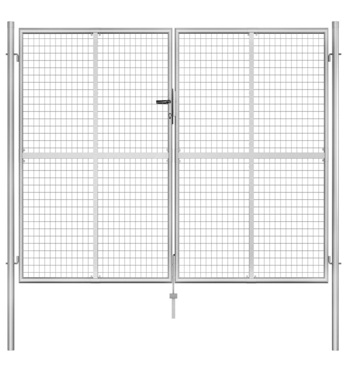 Porte de jardin Acier galvanisé 306x250 cm Argenté | Mobilier & Déco