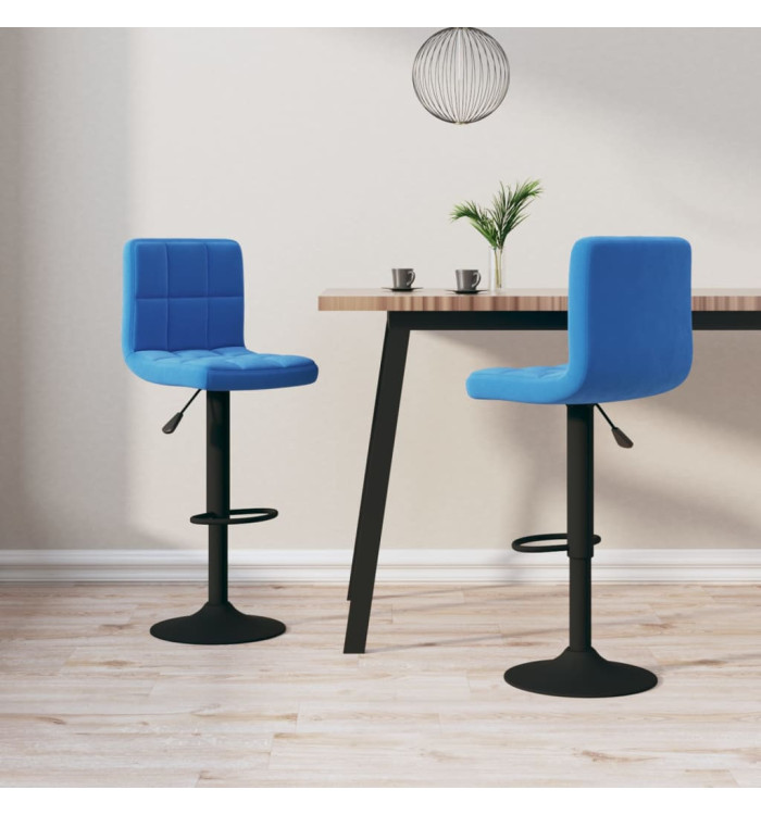Tabourets de bar lot de 2 bleu velours | Mobilier & Déco