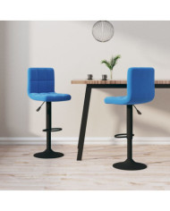 Tabourets de bar lot de 2 bleu velours | Mobilier & Déco