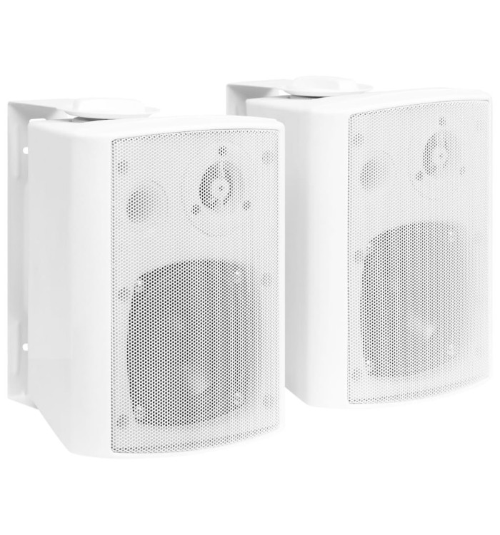 Haut-parleurs stéréo muraux 2pcs blanc intérieur extérieur 80 W | Mobilier & Déco