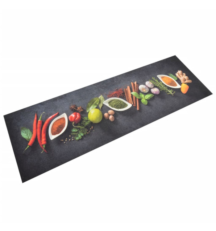 Tapis de cuisine lavable impression d'épices 60x180 cm velours | Mobilier & Déco