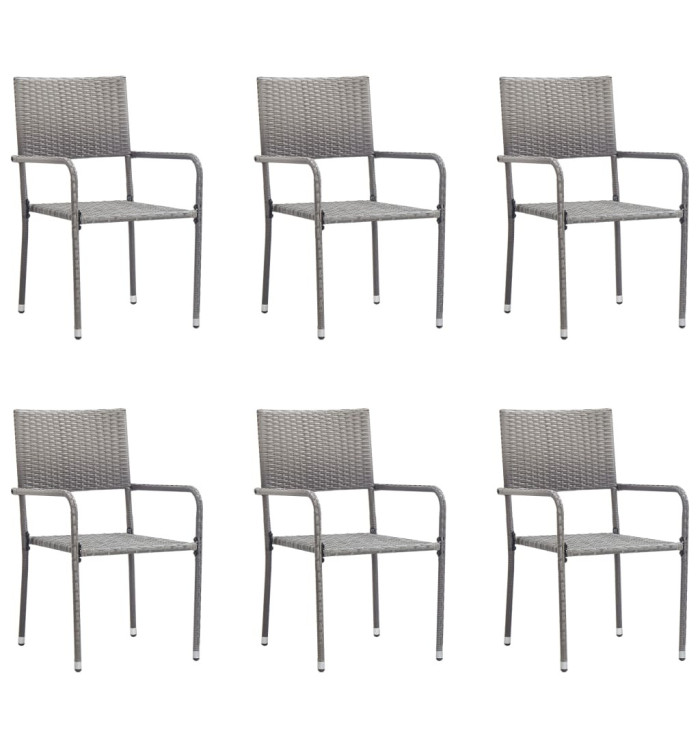 Chaise à dîner de jardin empilable lot de 6 gris résine tressée | Mobilier & Déco