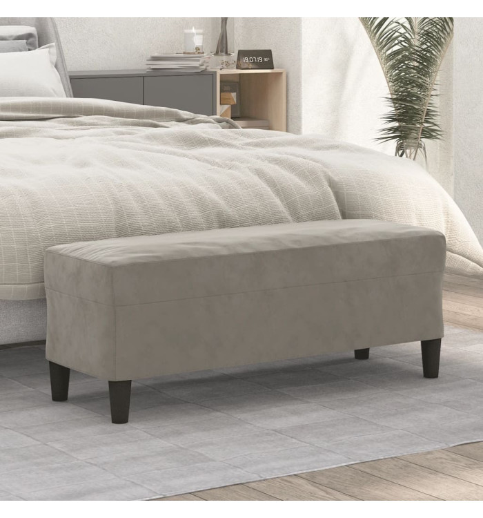 Banc Gris clair 100x35x41 cm Velours | Mobilier & Déco