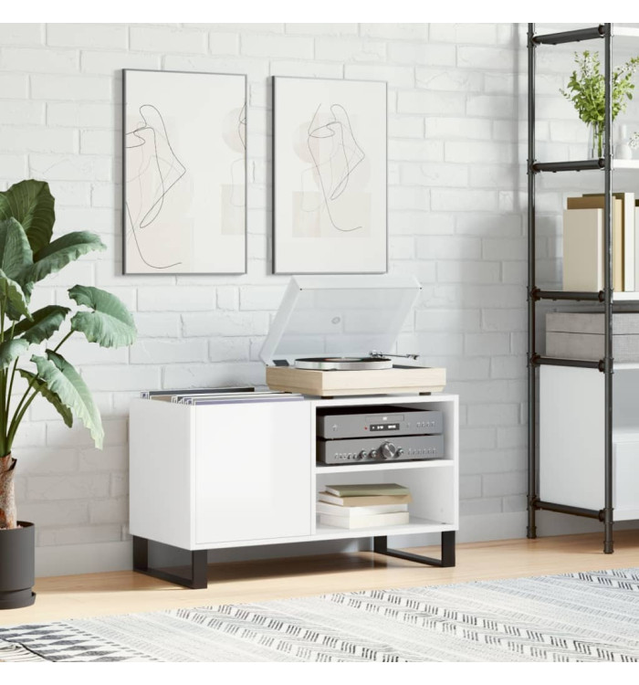 Armoire à disques blanc brillant 85x38x48 cm bois d'ingénierie | Mobilier & Déco