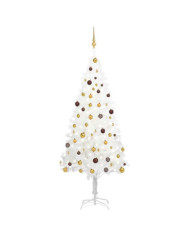 Arbre de Noël artificiel pré-éclairé et boules blanc 210 cm | Mobilier & Déco