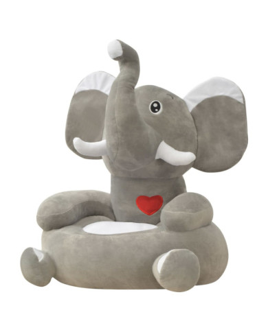 Chaise en peluche pour enfants Éléphant gris | Mobilier & Déco
