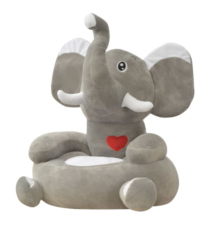 Chaise en peluche pour enfants Éléphant gris | Mobilier & Déco