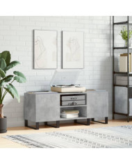 Armoire à disques gris béton 121x38x48 cm bois d'ingénierie | Mobilier & Déco