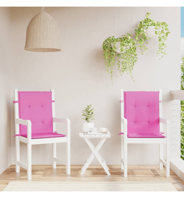 Coussins de chaise à dossier bas lot de 2 rose tissu | Mobilier & Déco