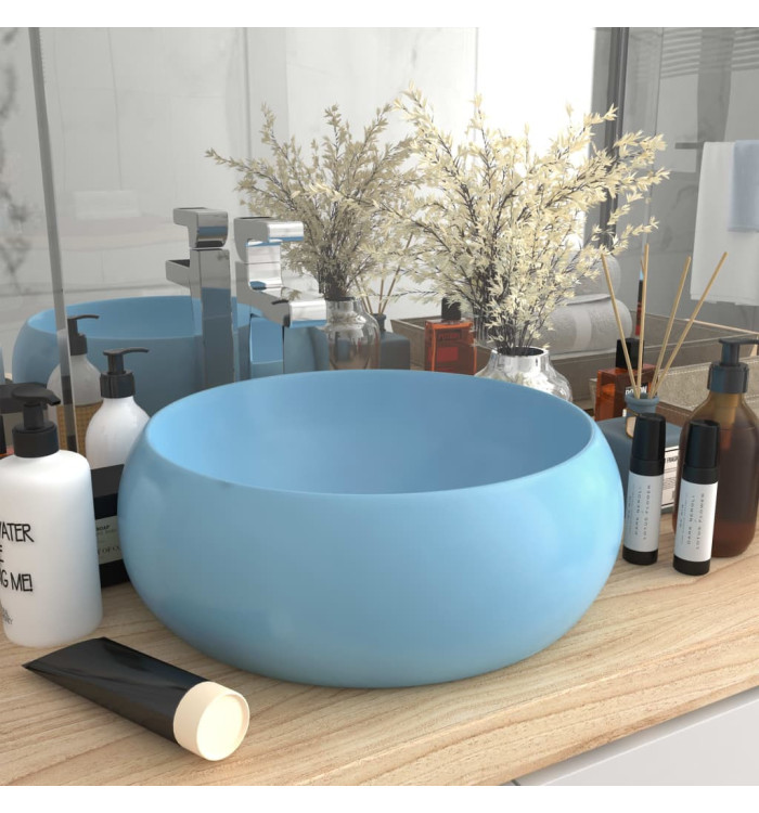 Lavabo rond de luxe Bleu clair mat 40x15 cm Céramique | Mobilier & Déco