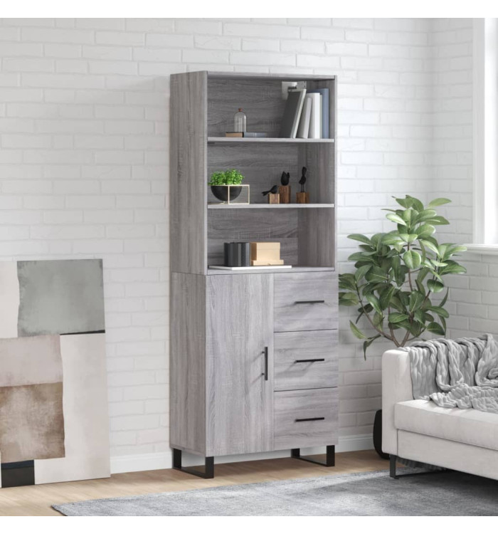 Buffet haut Sonoma gris 69,5x34x180 cm Bois d'ingénierie | Mobilier & Déco