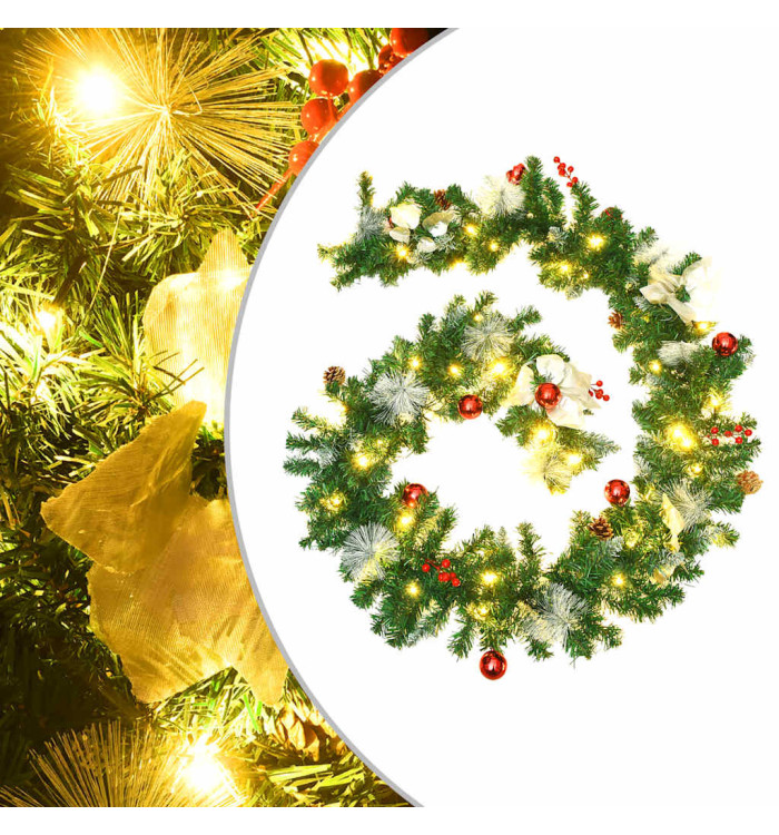 Guirlande de Noël avec lumières LED Vert 2,7 m PVC | Mobilier & Déco