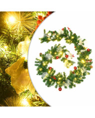 Guirlande de Noël avec lumières LED Vert 2,7 m PVC | Mobilier & Déco