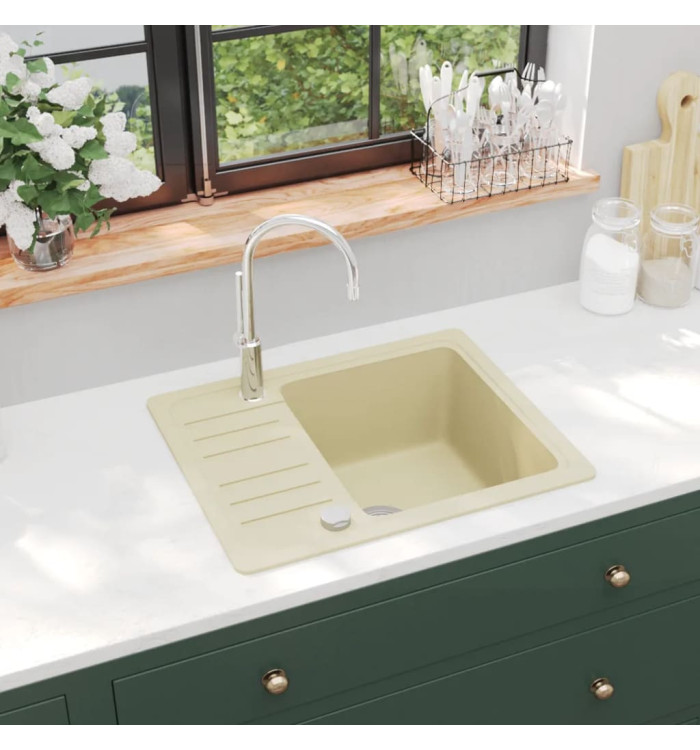 Évier de cuisine Granit Seul lavabo Beige | Mobilier & Déco