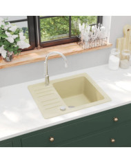 Évier de cuisine Granit Seul lavabo Beige | Mobilier & Déco