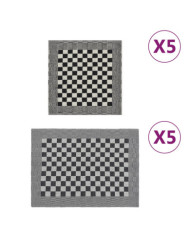 Ensemble de serviettes 10 pcs noir et blanc coton | Mobilier & Déco