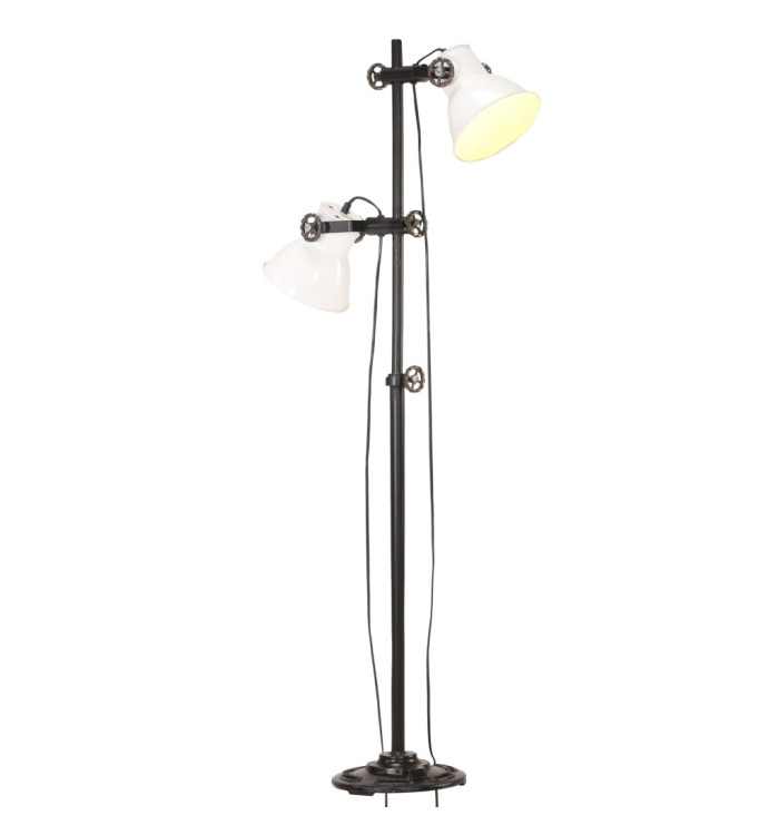 Lampadaire avec 2 abat-jour Blanc E27 Fonte | Mobilier & Déco