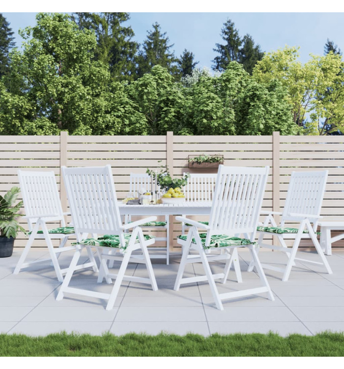 Coussins de chaise lot de 6 motif de feuilles 50x50x3 cm tissu | Mobilier & Déco