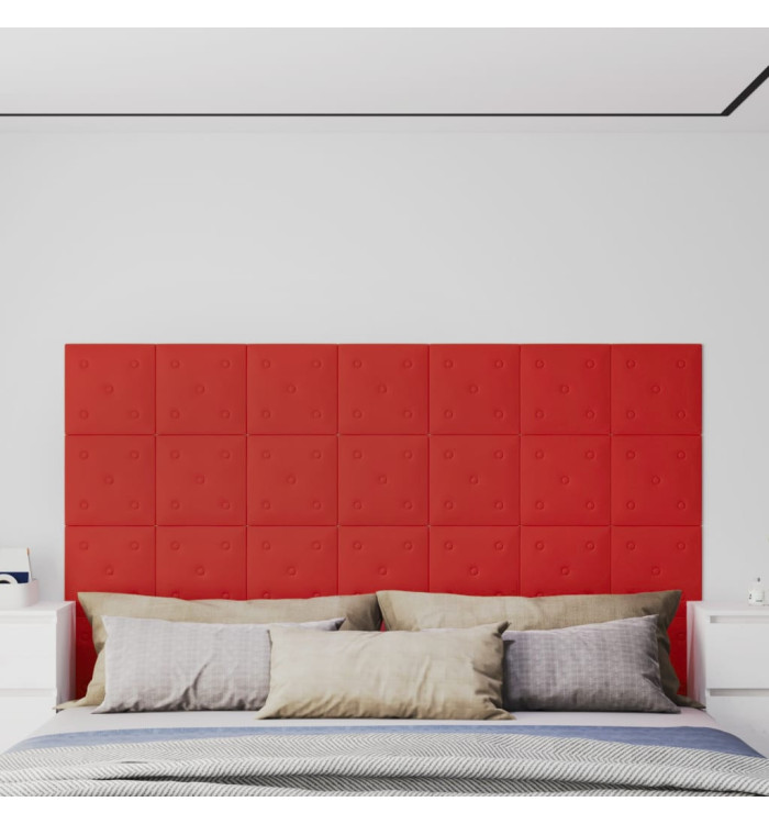 Panneaux muraux 12pcs Rouge bordeaux 30x30cm Similicuir 1,08 m² | Mobilier & Déco